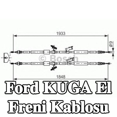 BOSCH El freni kablosu 1848mm, 1933mm — 2011 Ford Kuga