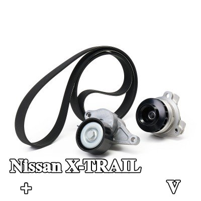 SKF مضخة مياه + مجموعة أحزمة V-Ribbed مع حشيات/مانعات تسرب — 2012 Nissan X-trail