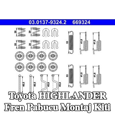 ATE Fren pabucu montaj kiti — 2002 Toyota Highlander
