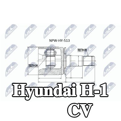 NTY مجموعة وصلات المحور على جانب ناقل الحركة — Hyundai H-1