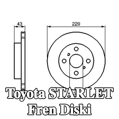 BOSCH Fren diski Dış Çap: 229mm, Havalandırmalı, içten havalandırmalı, Yağlanmış — Toyota Starlet
