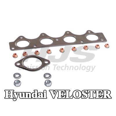 HJS طقم تركيب المحول الحفاز مع مشعب العادم — Hyundai Veloster