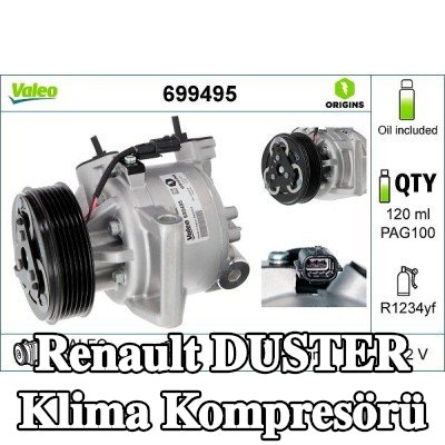 VALEO PAG kompresör yağı içeren klima kompresörü — Renault Duster