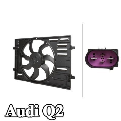 HELLA مروحة, المبرد 457mm, مع غطاء مروحة المبرد, بدون مقاوم — Audi Q2