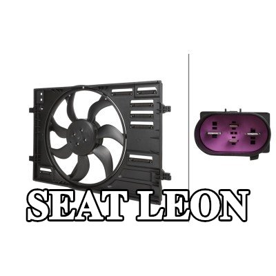 HELLA مروحة, المبرد 457mm, مع غطاء مروحة المبرد, بدون مقاوم — 2016 SEAT Leon