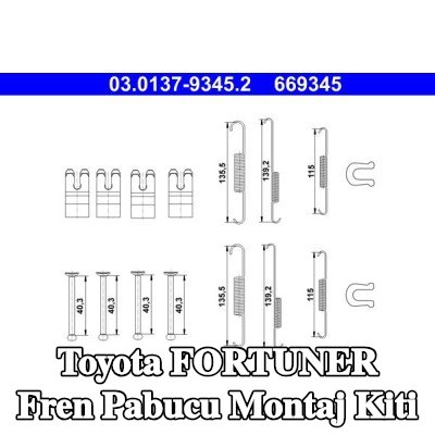 ATE Fren pabucu montaj kiti — Toyota Fortuner