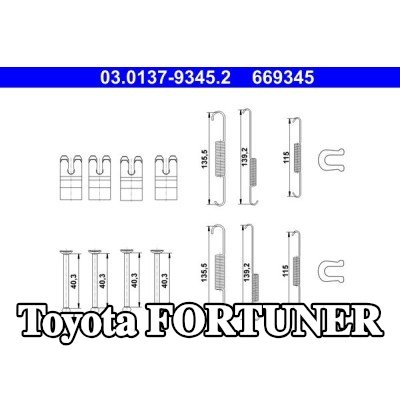 ATE طقم تركيب أحذية الفرامل — Toyota Fortuner