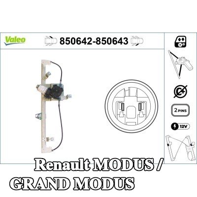 VALEO مُحرك نافذة أمامي أيسر, كهربائي, مع محرك كهربائي — Renault Modus / Grand Modus