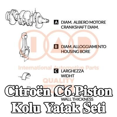 IAP QUALITY PARTS Piston Kolu Yatak Seti — 2005 Citroën C6