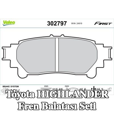 VALEO Fren balatası seti Arka Aks, 15mm, gıcırtı önleyici plaka olmadan, cıvata/vida olmadan — 2015 Toyota Highlander
