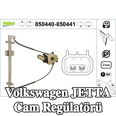 VALEO Cam regülatörü Sağ Ön, Elektrikli, elektrik motorlu — 1990 Volkswagen Jetta