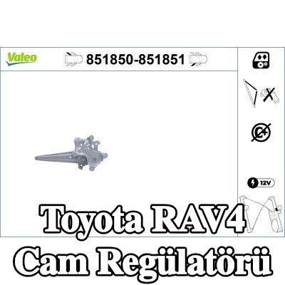 VALEO Sağ arka cam regülatörü, Elektrikli, elektrik motoru olmadan — 2012 Toyota Rav4