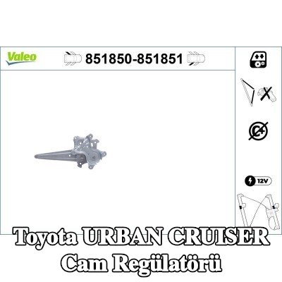 VALEO Sağ arka cam regülatörü, Elektrikli, elektrik motoru olmadan — Toyota Urban Cruiser