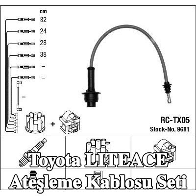 NGK Ateşleme kablosu seti mavi — Toyota Liteace