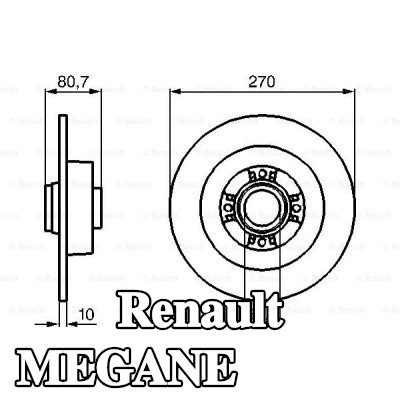 BOSCH القطر الخارجي لقرص المكابح: 270mm, صلب, مشحم, بدون حلقة مستشعر مغناطيسية مدمجة — 2003 Renault Megane