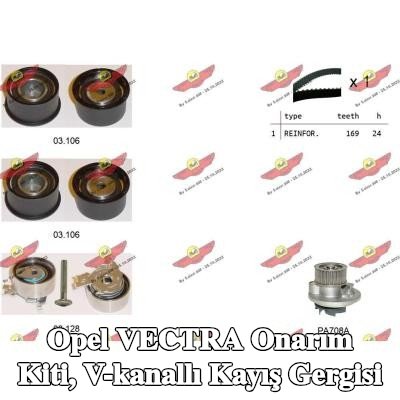 AUTOKIT Onarım Kiti, V-kanallı kayış gergisi — 2003 Opel Vectra