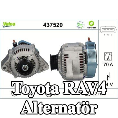 VALEO Alternatör YENİDEN ÜRETİLMİŞ PREMIUM, 70A — 1997 Toyota Rav4