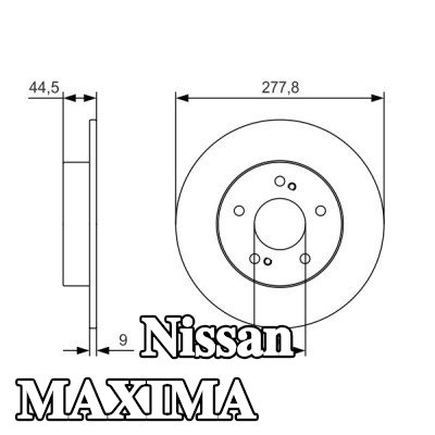 BOSCH القطر الخارجي لقرص المكابح: 277, 8mm, صلب, مشحم — 1997 Nissan Maxima