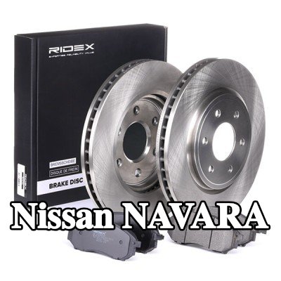 RIDEX مجموعة أقراص الفرامل والوسادات للمحور الأمامي, مزود بفتحات تهوية داخلية — Nissan Navara