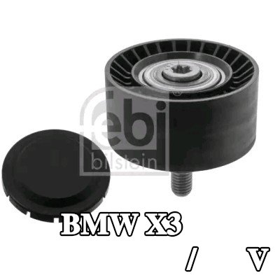 FEBI BILSTEIN بكرة الانحراف/التوجيه, V-ribbed belt Outer Diameter: 65mm, مع برغي — BMW X3