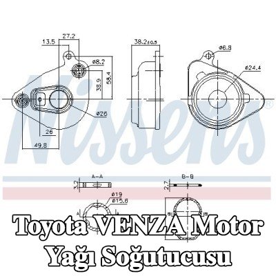 NISSENS Yağ filtresi muhafazası olmayan motor yağı soğutucusu, filtre olmadan — Toyota Venza