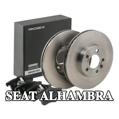 RIDEX مجموعة أقراص الفرامل والوسادات للمحور الأمامي, مُهوى, مع مشبك مكبس — 2002 SEAT Alhambra