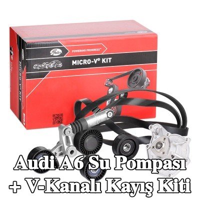 GATES Su pompası ile Su Pompası + V-Yivli Kayış Kiti, Micro-V Kiti, Micro-V® Stretch Fit™ — 2011 Audi A6