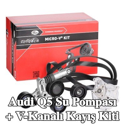GATES Su pompası ile Su Pompası + V-Yivli Kayış Kiti, Micro-V Kiti, Micro-V® Stretch Fit™ — 2012 Audi Q5