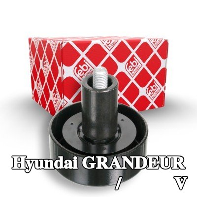 FEBI BILSTEIN بكرة الانحراف/التوجيه, V-ribbed belt Outer Diameter: 70mm, مع برغي — Hyundai Grandeur