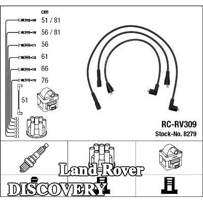 NGK مجموعة أسلاك الإشعال سوداء — Land Rover Discovery