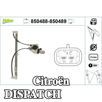 VALEO مُحرك نافذة أمامي أيسر, كهربائي, مع محرك كهربائي — 2000 Citroën Dispatch