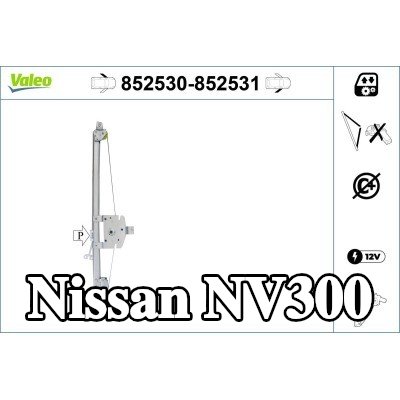 VALEO مُحرك النوافذ الأمامي الأيمن, كهربائي, بدون محرك كهربائي — Nissan Nv300