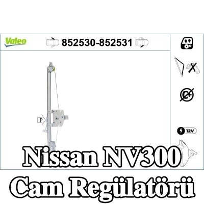 VALEO Cam regülatörü Sağ Ön, Elektrikli, elektrik motoru olmadan — Nissan Nv300
