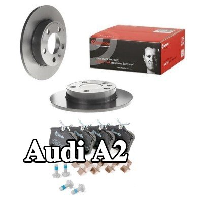 BREMBO مجموعة أقراص الفرامل والوسادات Prime, المحور الخلفي, صلب — Audi A2