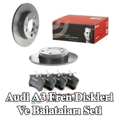 BREMBO Fren diskleri ve balataları seti Prime, Arka Aks, düz — 2002 Audi A3