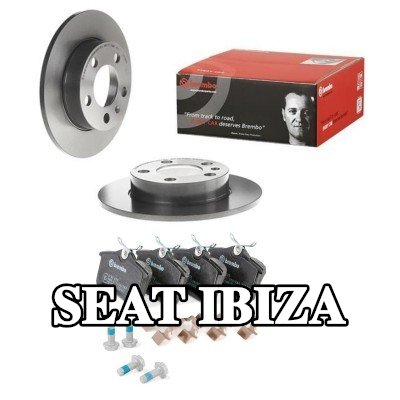 BREMBO مجموعة أقراص الفرامل والوسادات Prime, المحور الخلفي, صلب — SEAT Ibiza