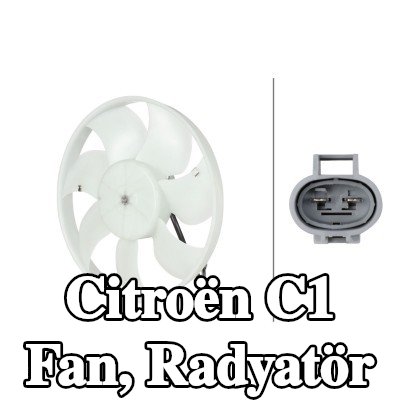 HELLA Fan, radyatör 316mm, radyatör fanı kapağı olmadan, direnç olmadan — Citroën C1