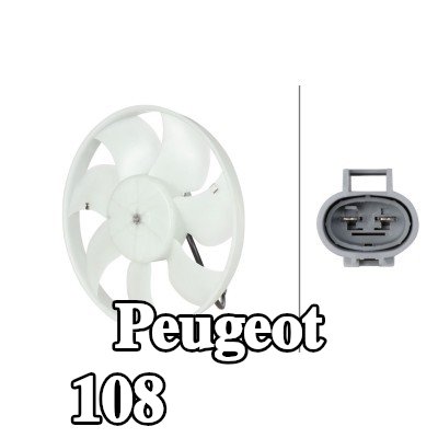 HELLA مروحة, المبرد 316mm, بدون غطاء مروحة المبرد, بدون مقاوم — Peugeot 108