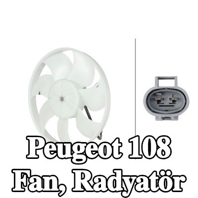 HELLA Fan, radyatör 316mm, radyatör fanı kapağı olmadan, direnç olmadan — Peugeot 108