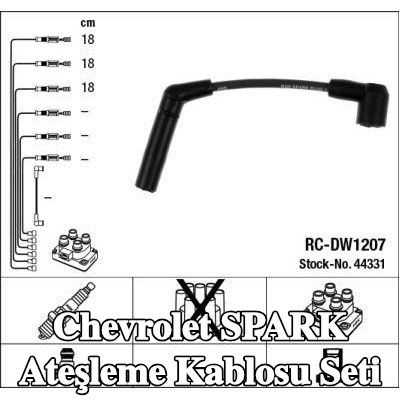 NGK Ateşleme kablo seti siyah — 2005 Chevrolet Spark