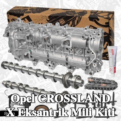 ET ENGINETEAM Egzoz tarafı eksantrik mili kiti, Emme Tarafı, zincir setleri ile, maskeleme çerçevesi ile — Opel Crossland X