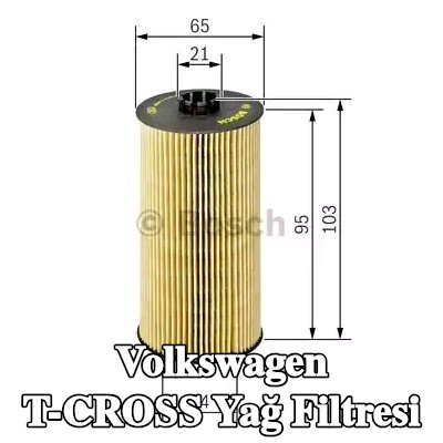 BOSCH Contalı/sızdırmazlık elemanlı yağ filtresi — Volkswagen T-cross