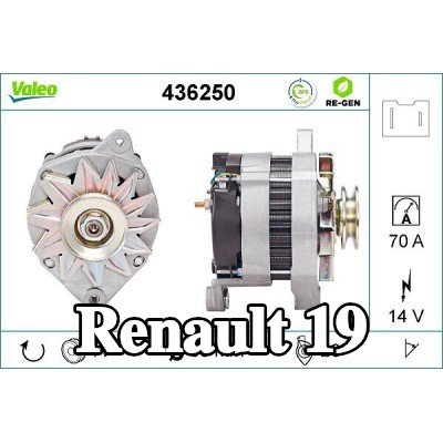 VALEO مولد كهربائي مجدد عالي الجودة, 70A — 1990 Renault 19