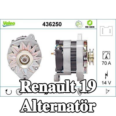 VALEO Alternatör YENİDEN ÜRETİLMİŞ PREMIUM, 70A — 1990 Renault 19