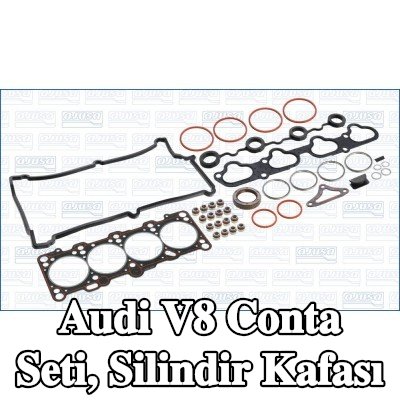AJUSA Conta seti, silindir kafası Sol, silindir kafası contası ile, valf gövdesi contalı — Audi V8