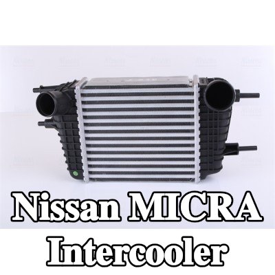 NISSENS Hızlı bağlantı parçası olmayan Intercooler, Sol konektör, açılı, Sağ konektör, açılı — 2012 Nissan Micra