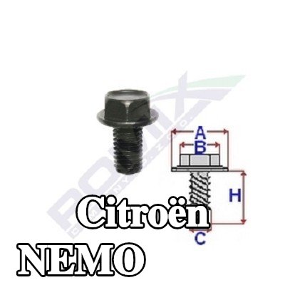ROMIX برغي بكرة المصد, جانب العجلة, جانب المحرك — Citroën Nemo