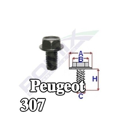 ROMIX برغي بكرة المصد, جانب العجلة, جانب المحرك — Peugeot 307