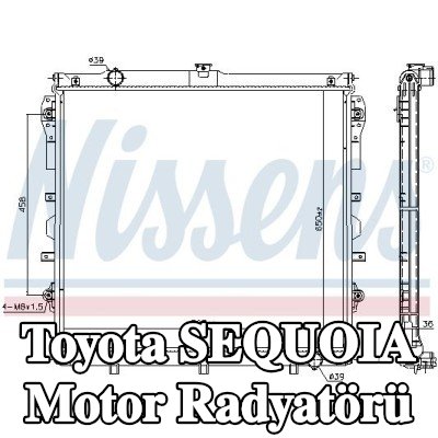 NISSENS Kapaksız motor radyatörü, genişletme deposu olmadan, contasız/sızdırmazlık elemanı olmadan — Toyota Sequoia