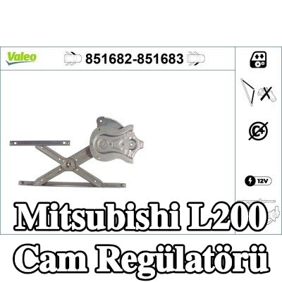 VALEO Sol ön cam regülatörü, Elektrikli, elektrik motoru olmadan — Mitsubishi L200